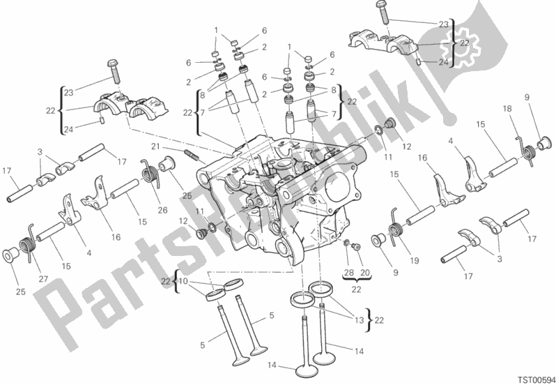 All parts for the Vertical Head of the Ducati Monster 821 Thailand 2020